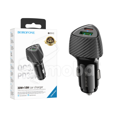 Автомобильное зарядное устройство USB/Type-C Borofone BZ31C (30W, QC3.0, PD, 1Type-C, 1USB) Черный