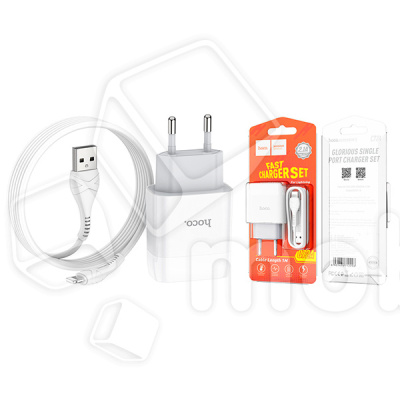 Сетевое зарядное устройство USB Hoco C72A (10.5W, кабель Lightning) Белый