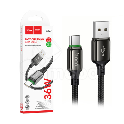 Кабель USB - Type-C Hoco X127 (3A, 36W, оплетка нейлон) Черный