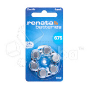 Батарейка ZA675 Renata Zinc Air 1.45V для слуховых аппаратов (6 шт. в блистере)
