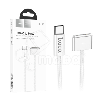 Кабель Type-C - Mag 3 Hoco X103 (140W, магнитный, оплетка нейлон, 2 м) Белый