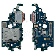 Шлейф для Samsung Galaxy S21 (G991B/EU version) плата системный разъем/разъем SIM/микрофон - Премиум