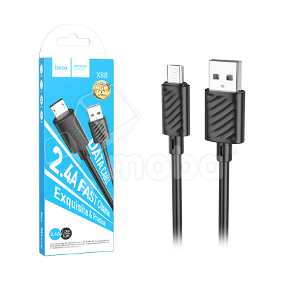 Кабель USB - MicroUSB Hoco X88 (2.4A, 2 м) Черный