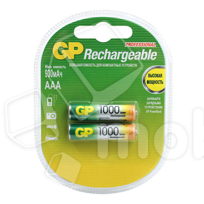 Аккумуляторные батарейки "AAA" GP 1000 mAh (2 шт. в блистере)