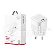Сетевое зарядное устройство Type-C XO CE06 (30W, PD, GaN, индикатор заряда) Белый