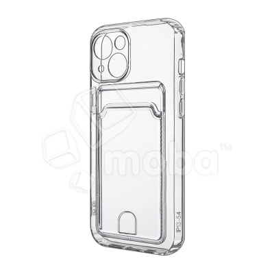 Чехол-накладка для iPhone 13 mini (с защитой камеры, карманом для карт, прозрачный)