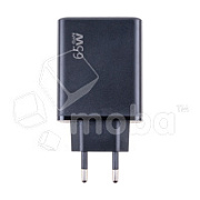 Сетевое зарядное устройство USB/Type-C GaN (65W, QC3.0, PD, 2 порта) Черный