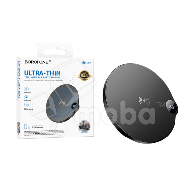 Беспроводное зарядное устройство Borofone BQ39 (15W, быстрая зарядка, дисплей) Черный